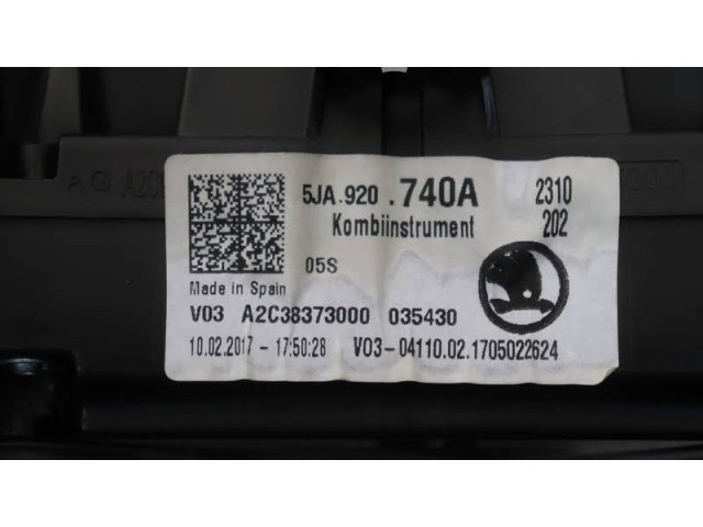 Панель приборов 5JA920740A, 035430   Skoda Rapid (NH)       