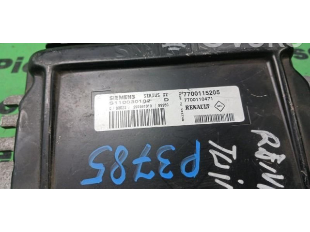 Блок управления двигателем Блок управления 7700115205, S110030102D   Renault Twingo I