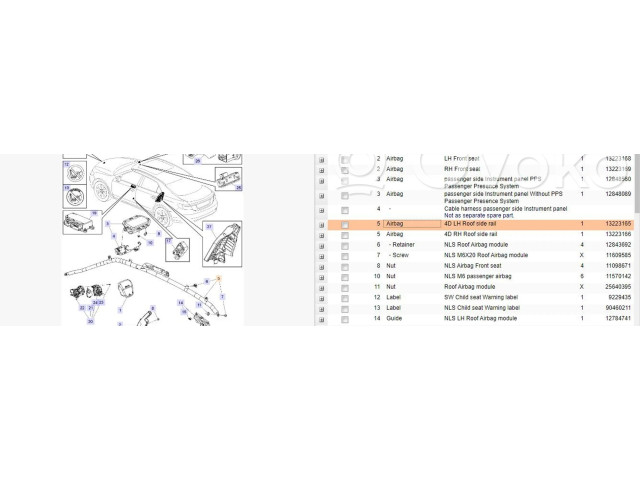 Боковая подушка безопасности 13223165   Saab 9-5