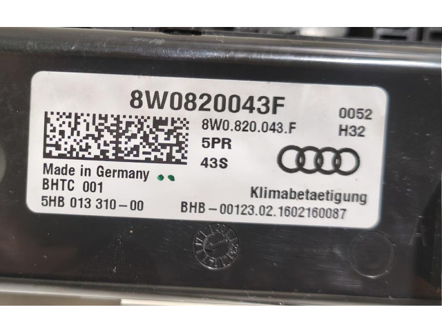 Блок управления климат-контролем 8W0820043F, 8W0820043F   Audi A5 Sportback 8TA