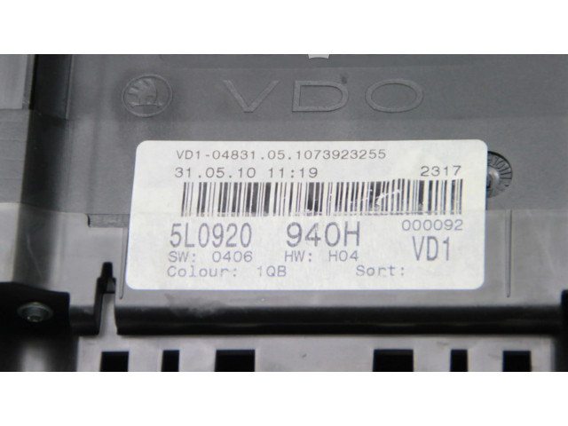 Панель приборов 5L0920940H   Skoda Yeti (5L)       