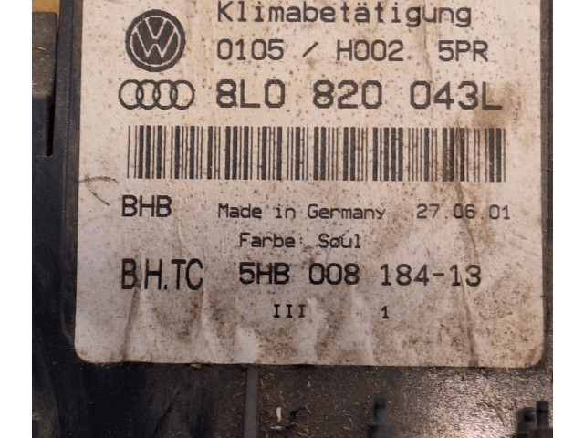 Блок управления климат-контролем 8L0820043L, 0105H0025PR Audi A3 S3 8L