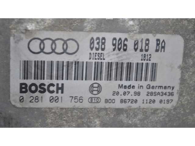 Блок управления двигателя 038906018BA, 0281001756   Audi A3 S3 8L