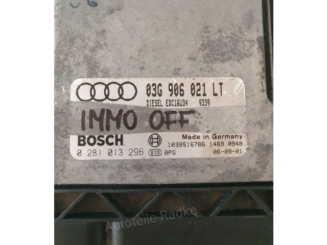 Блок управления двигателя 03G906021LT, 0281013296   Audi A3 S3 A3 Sportback 8P