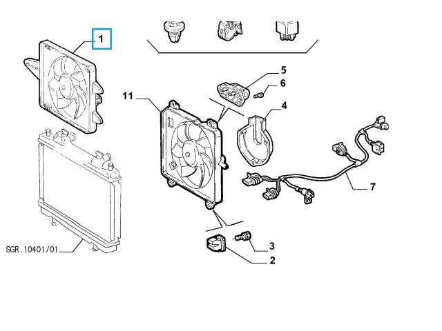 Вентилятор радиатора     51740327, 46476175    Fiat Multipla 