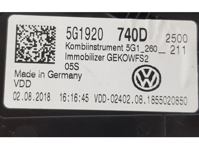 Панель приборов 5G1920740D, 5G1920740D   Volkswagen Golf VII       