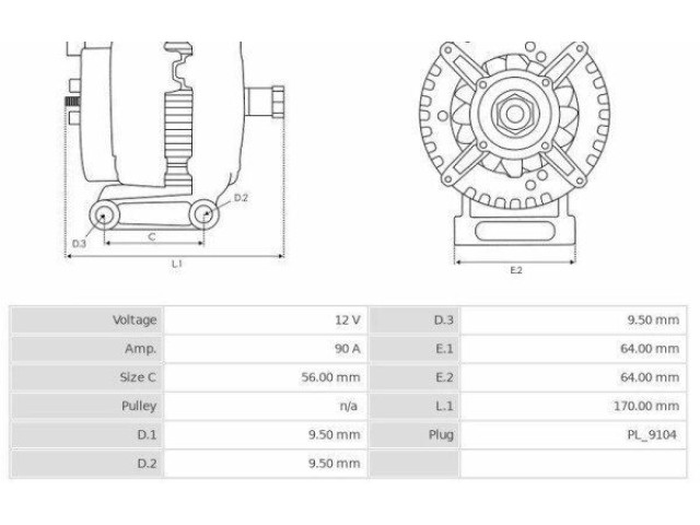 Генератор CA1862, 3EFFE Citroen Nemo
