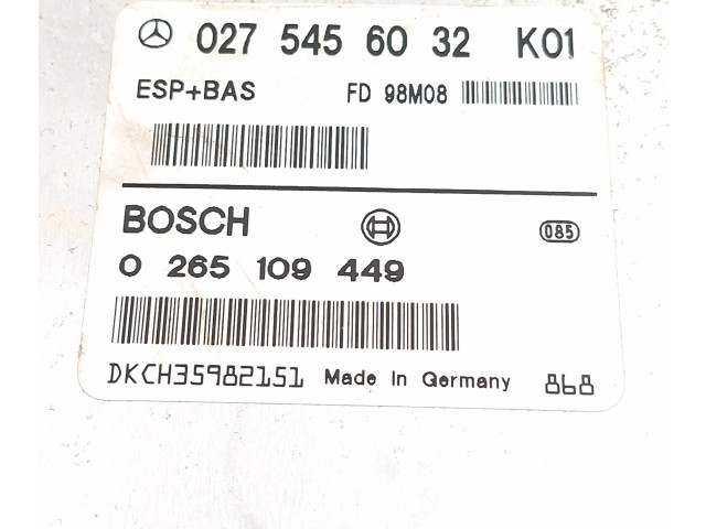 Блок управления АБС A0275456032, A0275456032 Mercedes-Benz A W168