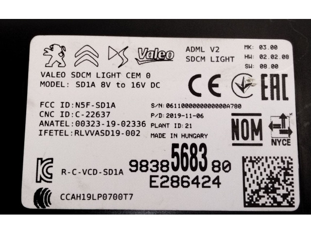 Блок управления 9838568380   Peugeot 2008 II