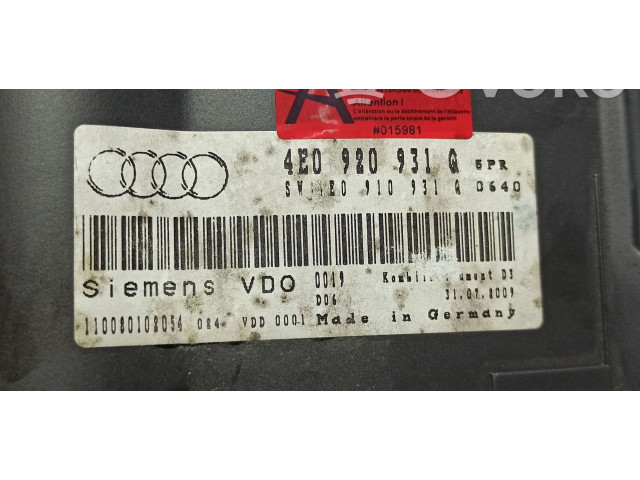 Přístrojová deska Audi A8 S8 D3 4E 2005 4E0920931C