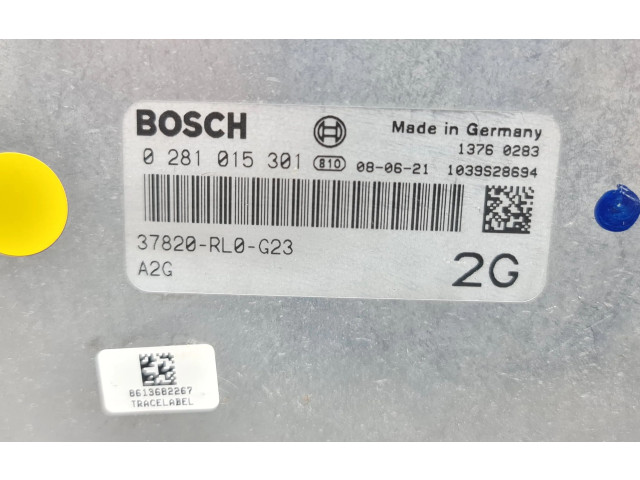 Блок управления двигателя 0281015301, 37820RL0G23   Honda Accord