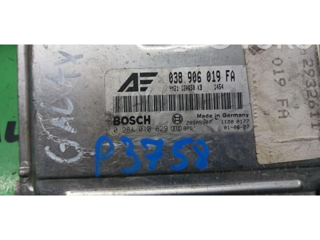 Блок управления двигателем Блок управления 0281010629, 038906019FA Ford Galaxy