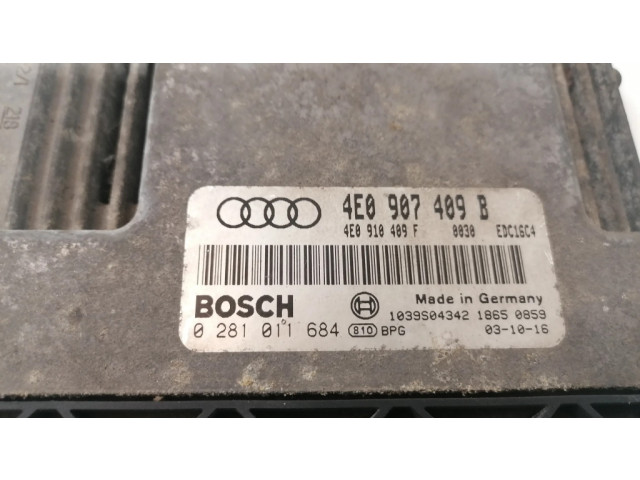 Блок управления двигателя 4E0907409B, 0281011684 Audi A8 S8 D3 4E