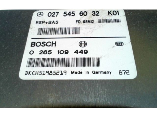 Блок управления АБС 0265109449 Mercedes-Benz A W168