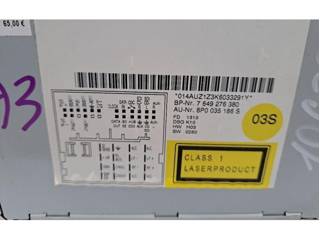 Турбина Радио/ проигрыватель CD/DVD / навигация Audi A3 S3 8P  8P0035186S, 8P0035186S         