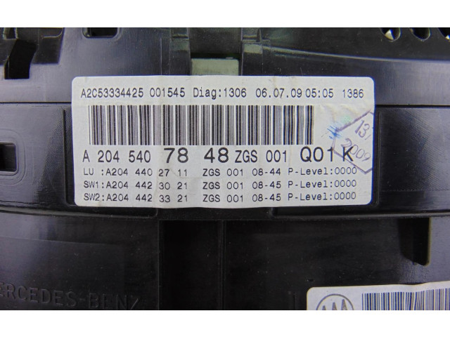 Панель приборов A2045407848   Mercedes-Benz GLK (X204)       