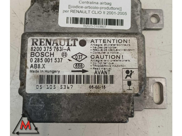 Блок подушек безопасности 8200375763, 0285001537 Renault Clio II