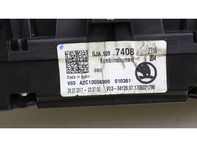 Панель приборов 5JA920740B, A2C13556900   Skoda Rapid (NH)       