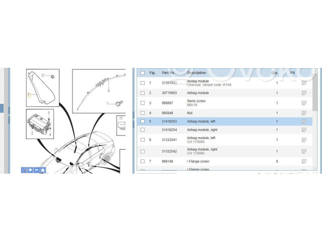 Подушка безопасности в сиденье 31263110, 31418253   Volvo S60