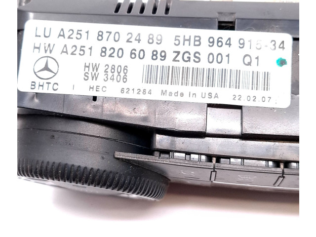 Блок управления климат-контролем A2518702489, A2518206089   Mercedes-Benz GL X164