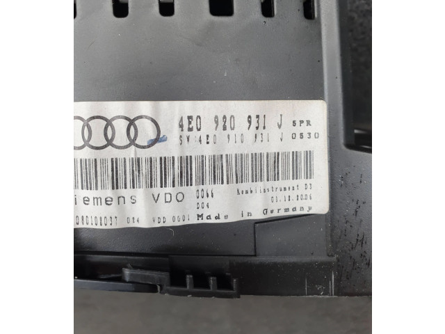 Přístrojová deska Audi A8 S8 D3 4E 2007 4E0920931J, 4E0910931J