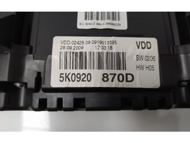Панель приборов 5K0920870D Volkswagen Golf VI