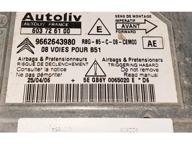 Блок подушек безопасности 9662643980, 603726100   Citroen C4 I