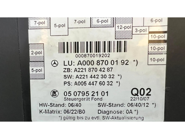 Řídící jednotka A0008700192, MODULOELECTRONICO Mercedes-Benz S W221