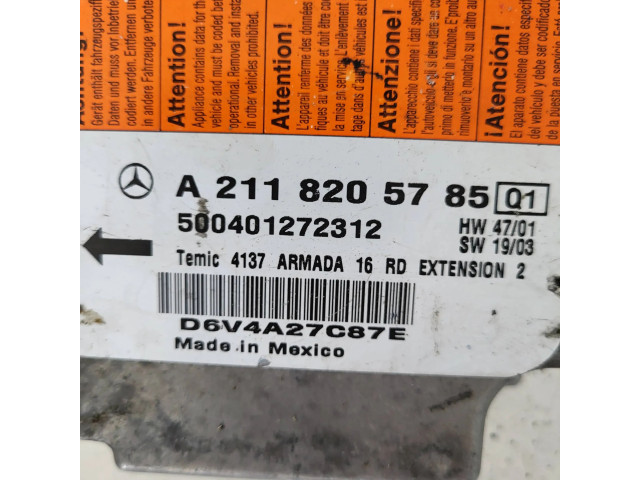 Блок подушек безопасности A2118205785, D6V4A27C87E   Mercedes-Benz E W211