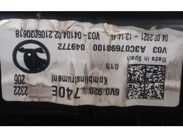 Панель приборов 6V0920740E Skoda Fabia Mk3 (NJ)