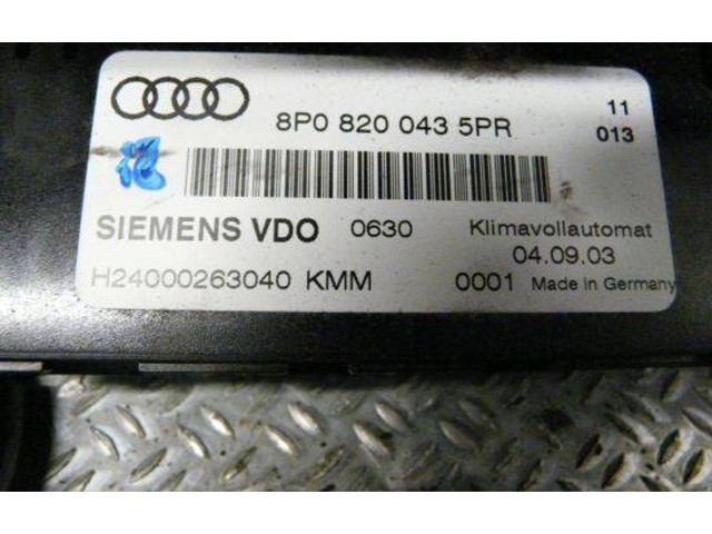 Блок управления климат-контролем 8P0820043, H24000263040 Audi A3 S3 8P