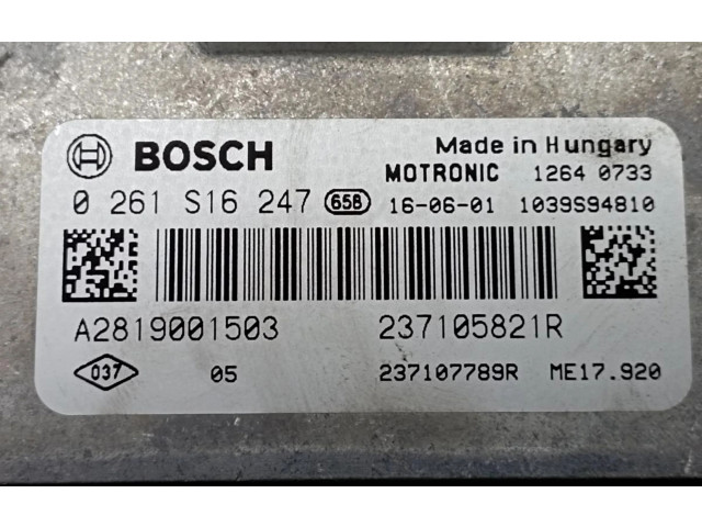 Блок управления двигателя 237105821R, 0261S16247   Renault Twingo III