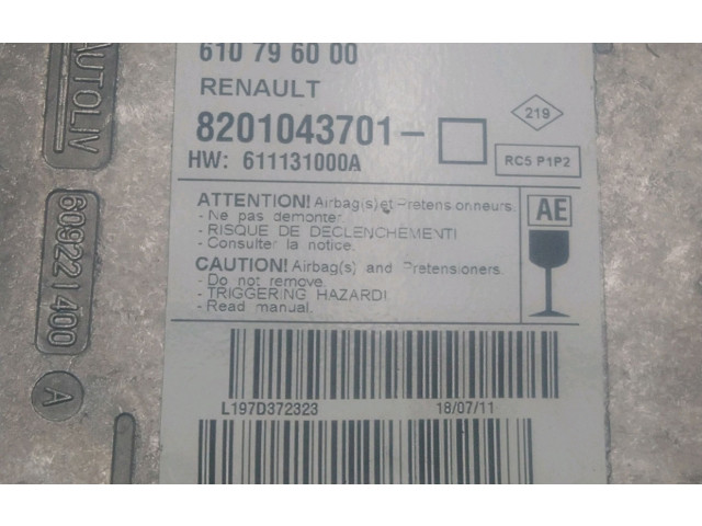 Блок подушек безопасности 8200963406, 8201043201 Renault Clio III