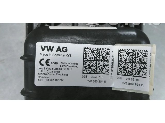 Подушка безопасности пассажира 8V0880204E, 8V0880204A   Audi A3 S3 8V