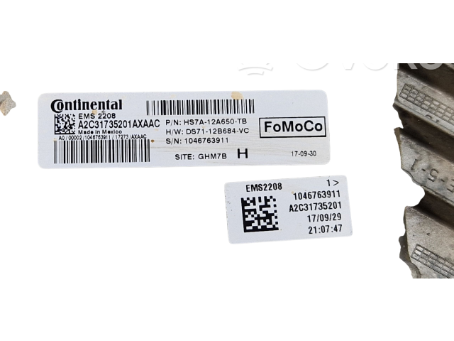 Блок управления двигателя HS7A12A650, HS7A12A650TB Ford Fusion II