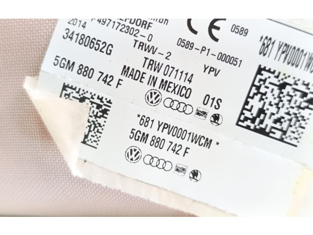 Боковая подушка безопасности 5GM880742F, 5GM880742 Volkswagen Golf VII