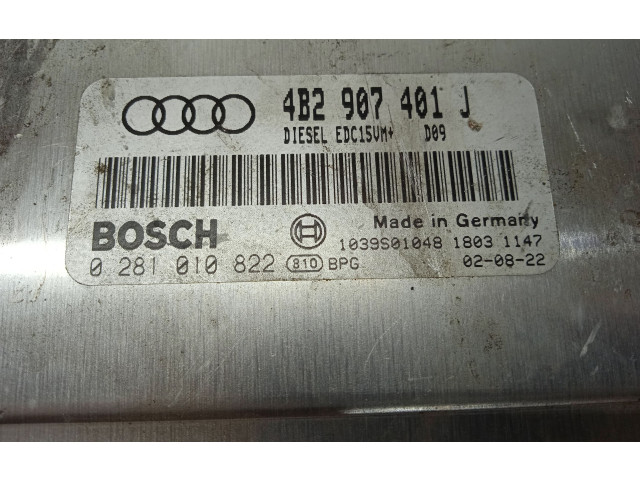 Блок управления двигателя 4B2907401J, 0281010822   Audi A6 S6 C5 4B