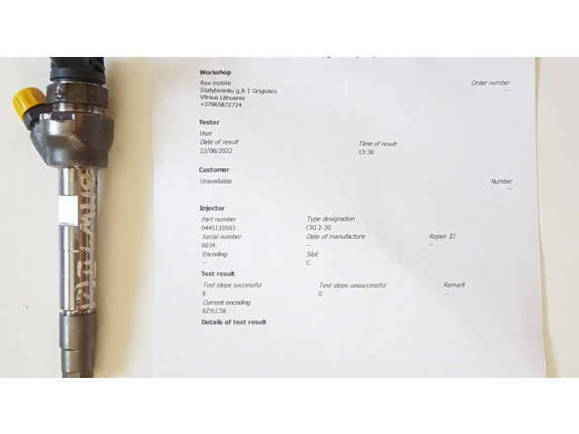 Vstřikovač 0445110503, 8515060 BMW 1 E82 E88 pro naftový motor 1.8