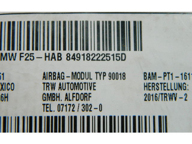 Боковая подушка безопасности 9182225 BMW X3 F25