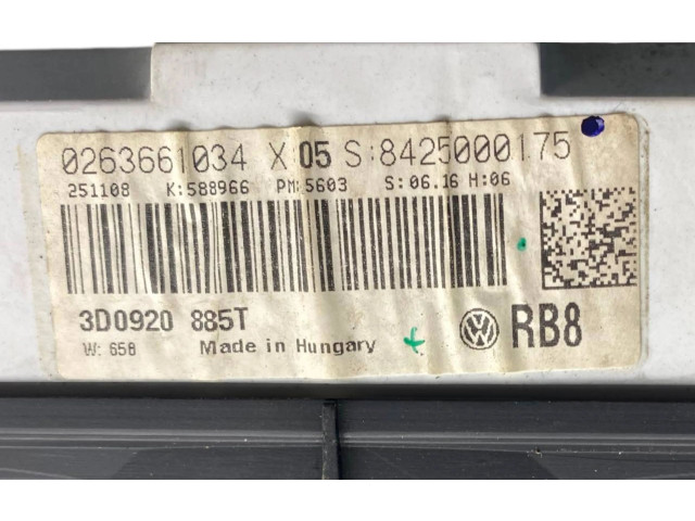 Панель приборов 3D0920885T, 0263661034   Volkswagen Phaeton       