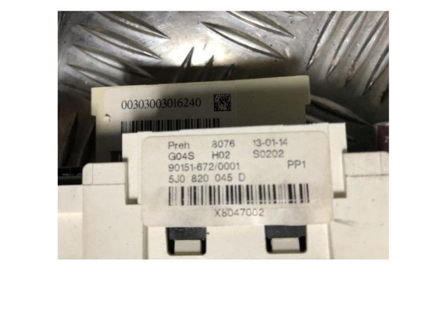 Блок управления климат-контролем 5J0820045E9B9, 5J0820045E9B9 Skoda Fabia Mk1 (6Y)