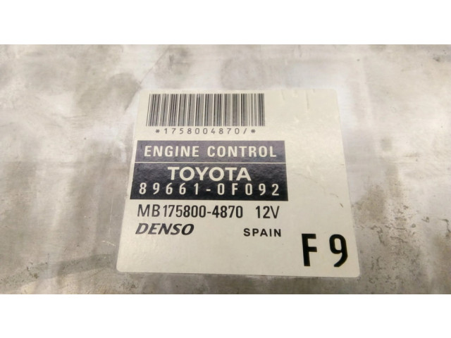 Блок управления двигателя MB1758004870, 896610F090   Toyota Corolla Verso AR10