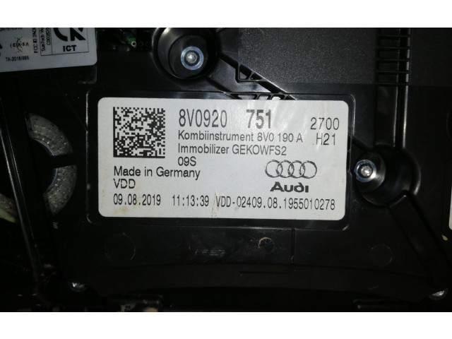 Панель приборов SLV8V0920751 Audi A3 S3 A3 Sportback 8P