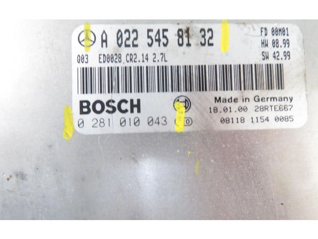 Řídící jednotka 0281010043, A0225458132 Mercedes-Benz E AMG W210 1999