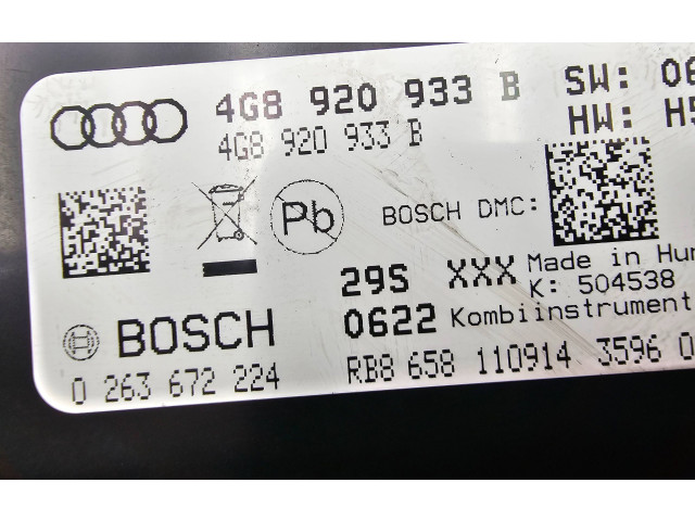 Přístrojová deska Audi A6 S6 C7 4G 2014 4G8920933B, 0263672224