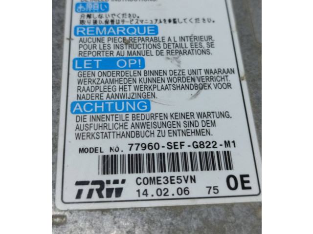 Блок подушек безопасности 77960SEFG822M1 Honda Accord