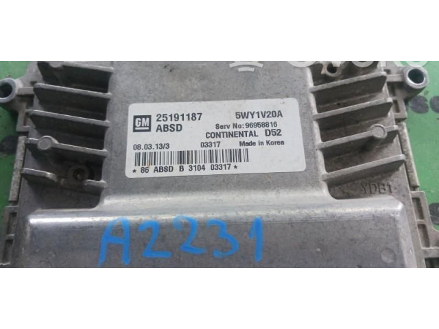 Блок управления двигателем Блок управления 25191187, 5WY1V20A.   Chevrolet Spark