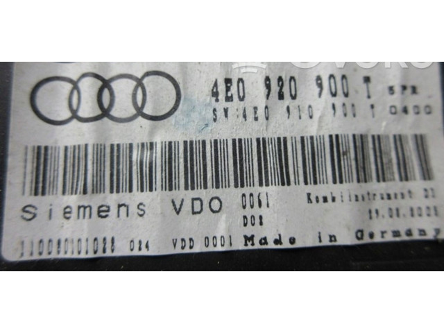 Přístrojová deska Audi A8 S8 D3 4E 2004 4E0920900T