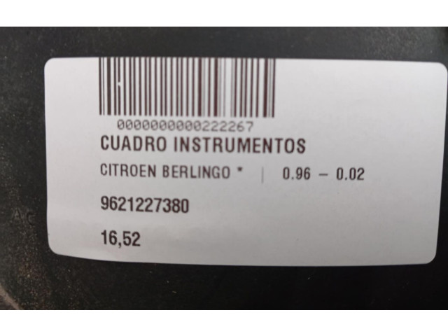 Přístrojová deska Citroen Berlingo 9621227380