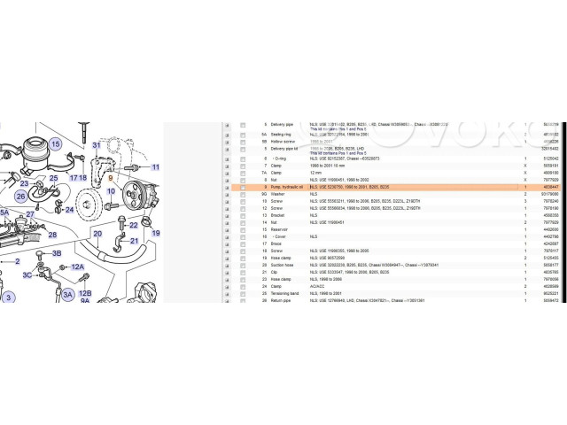 Насос усилителя руля 4838447, 5230750 Saab 9-5 для двигателя B235E